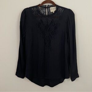 Sea New York Black Lace-Detail Long Sleeve Top Size 6